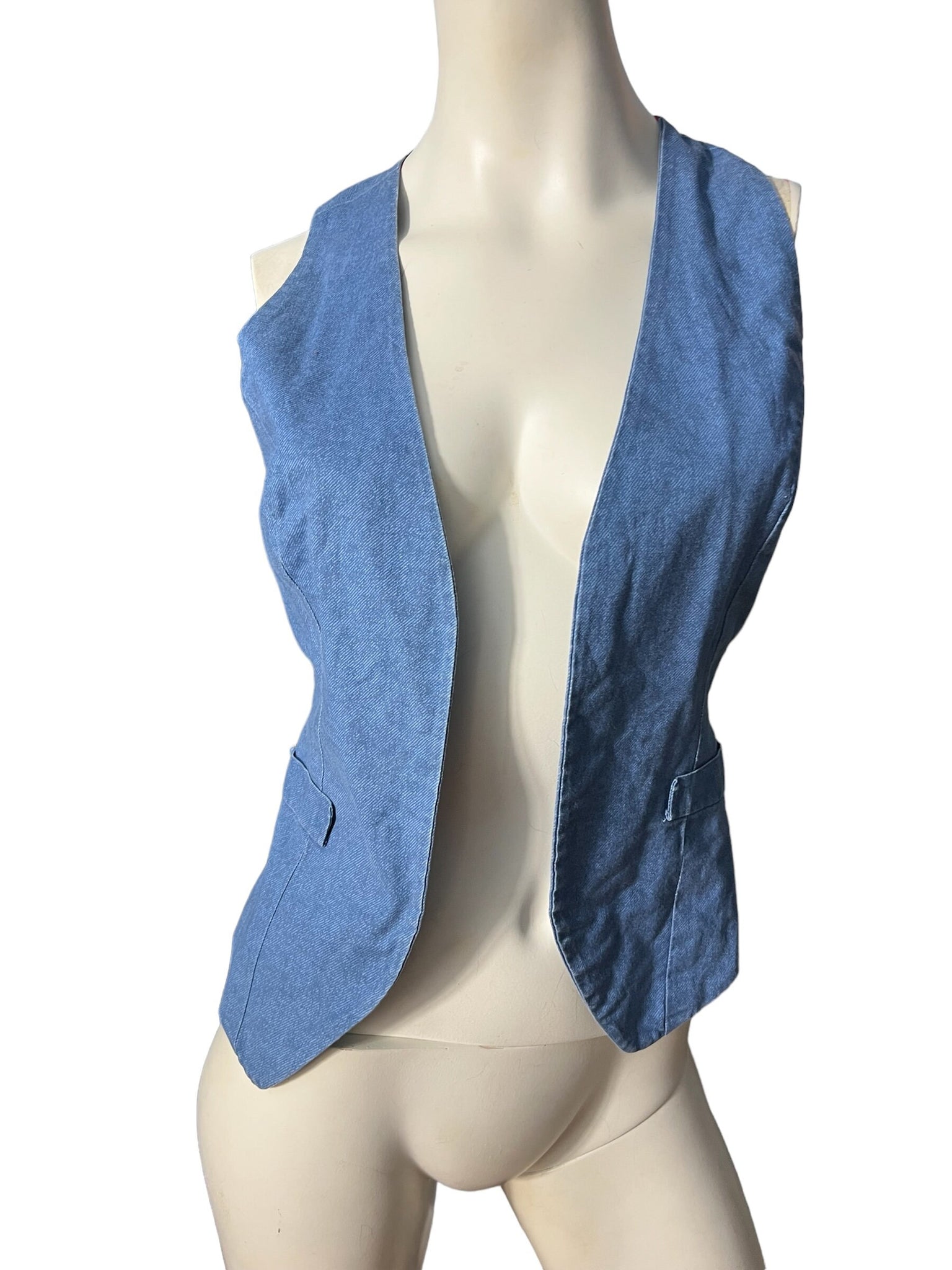 Vintage 80's handmade blue and red vest S
