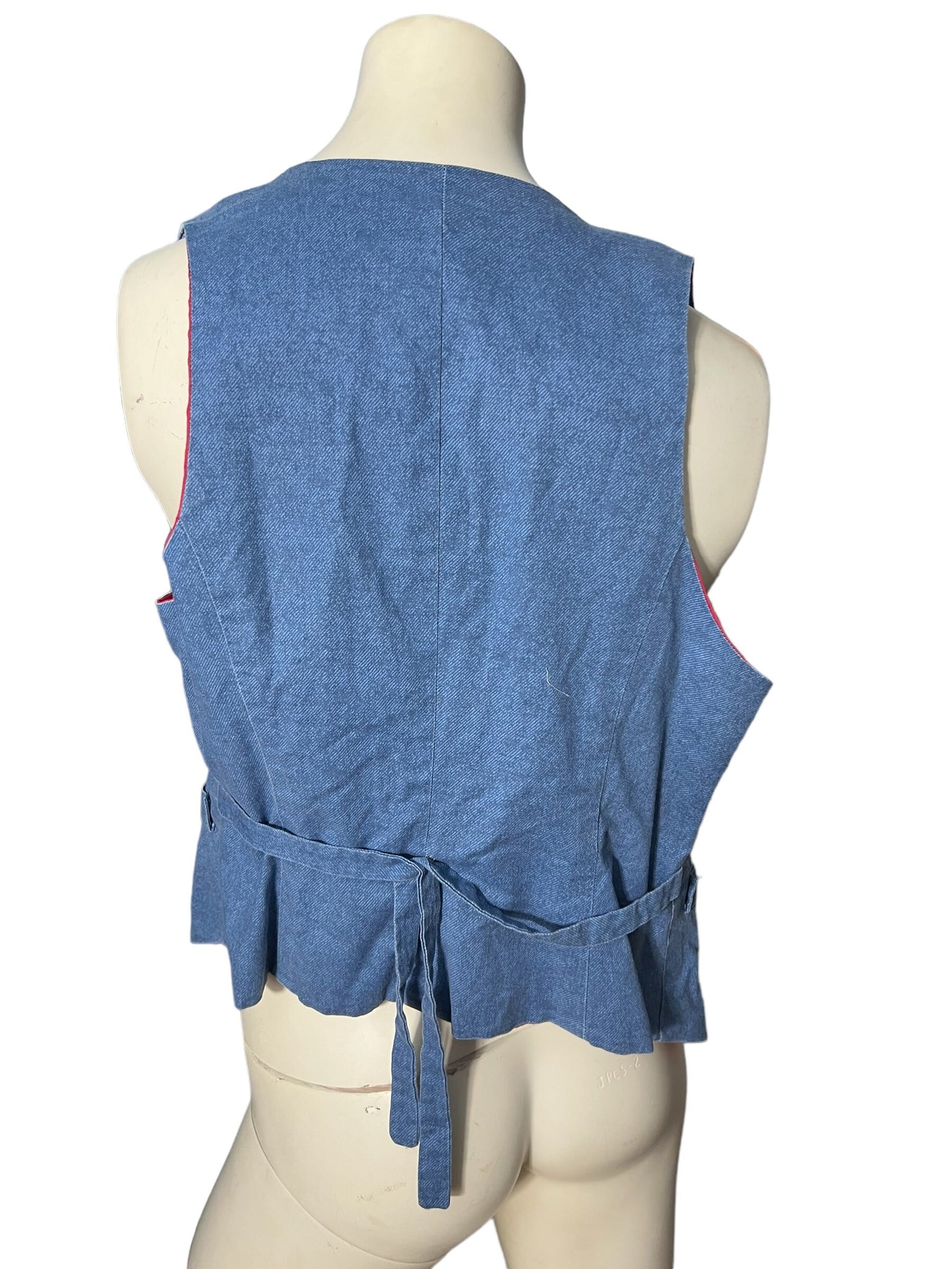 Vintage 80's handmade blue and red vest S
