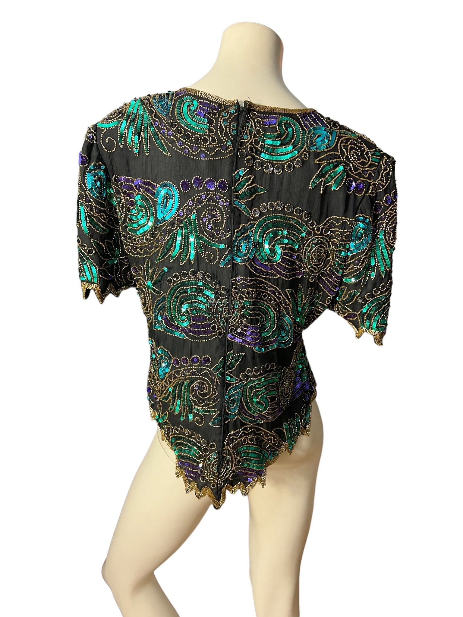 Vintage bead and sequin top XXL Kazar
