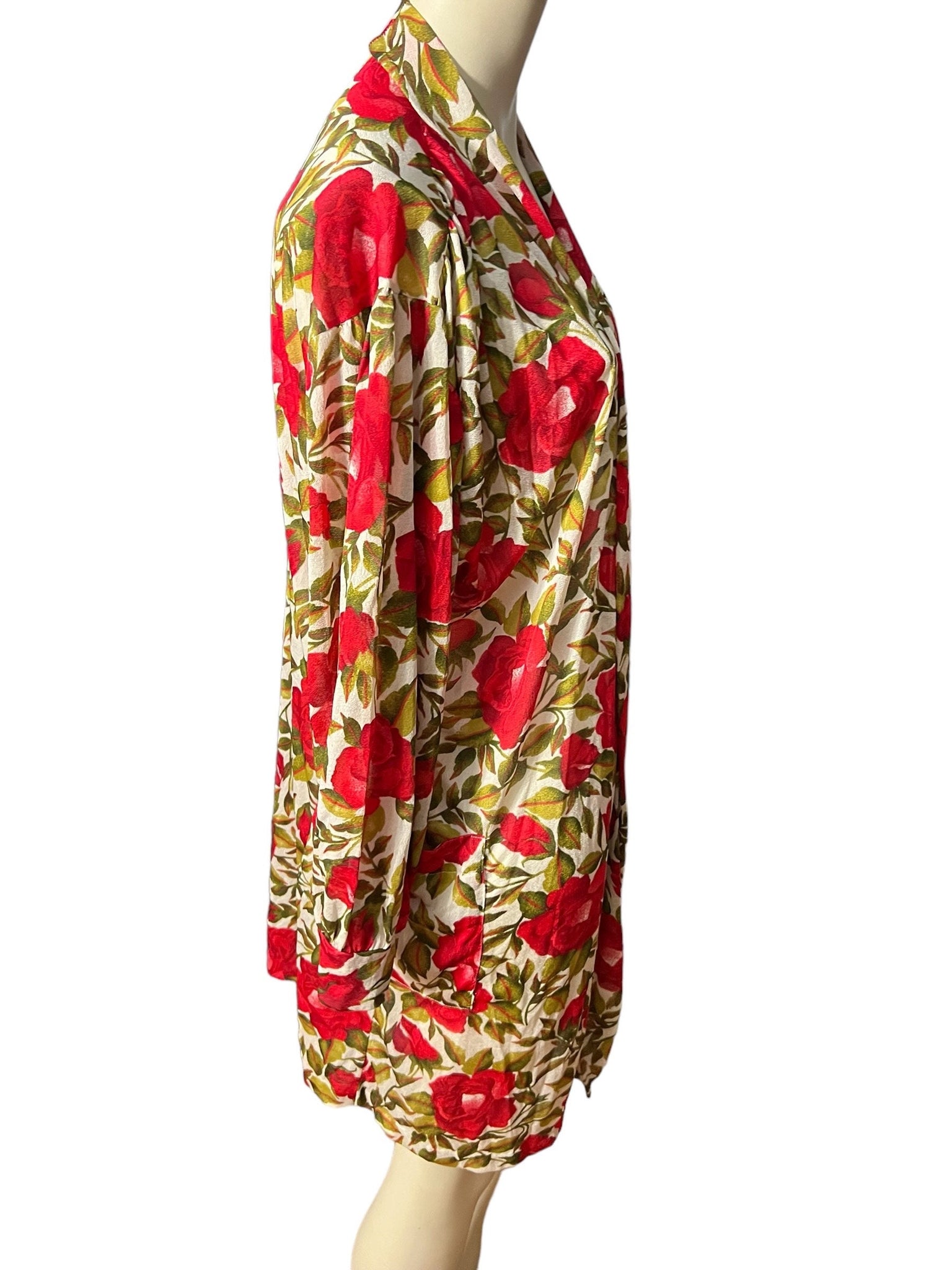 vintage sheer floral short robe jacket M L