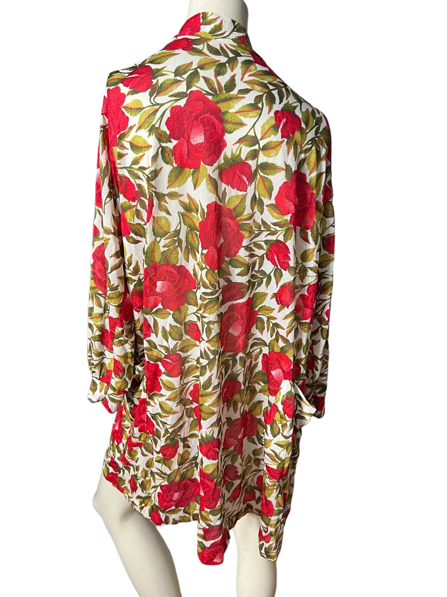 vintage sheer floral short robe jacket M L