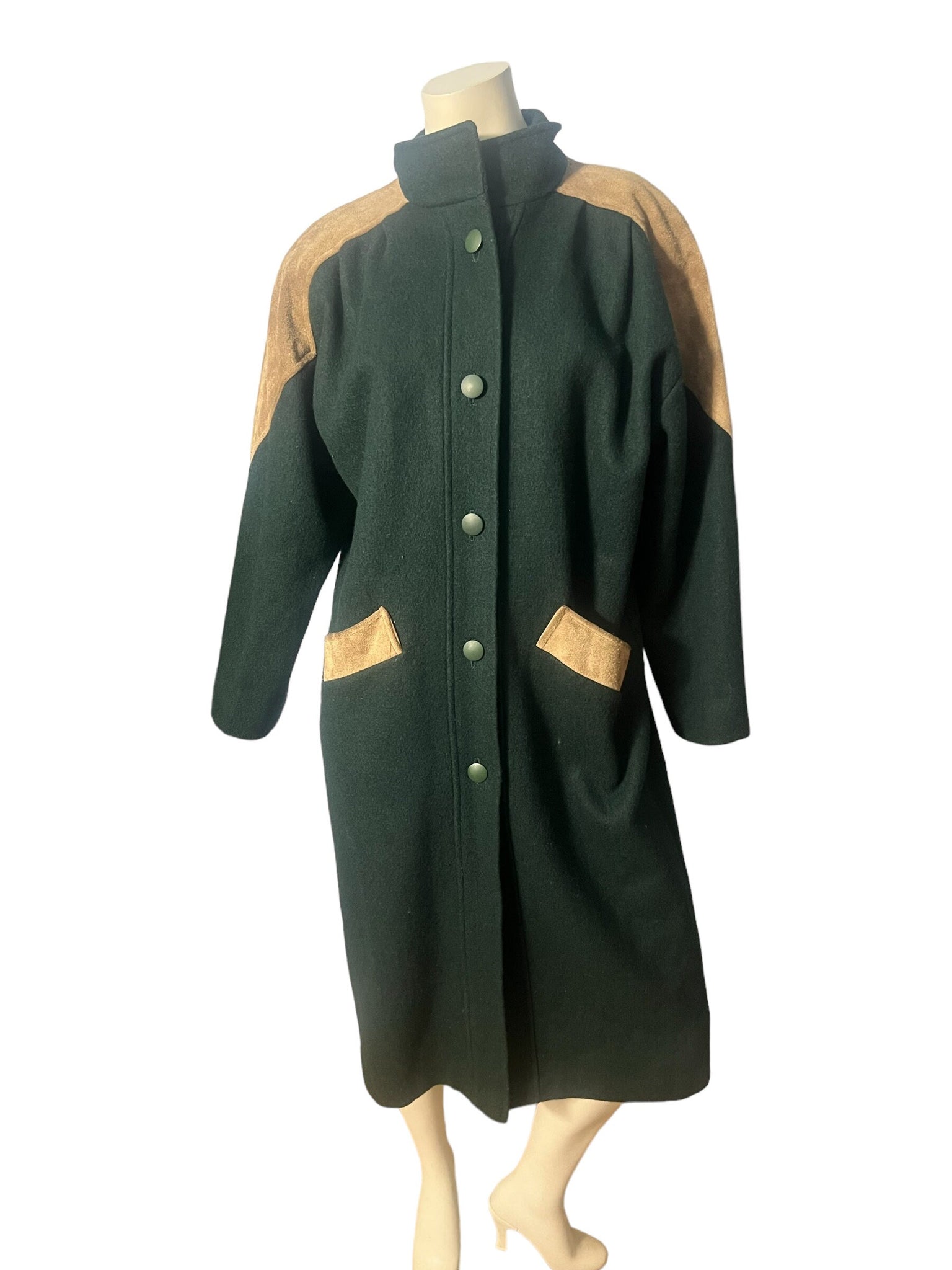 Vintage 80's green wool coat sz L