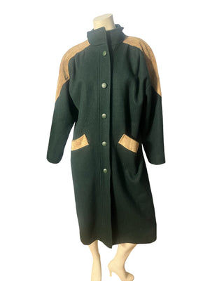 Vintage 80's green wool coat sz L