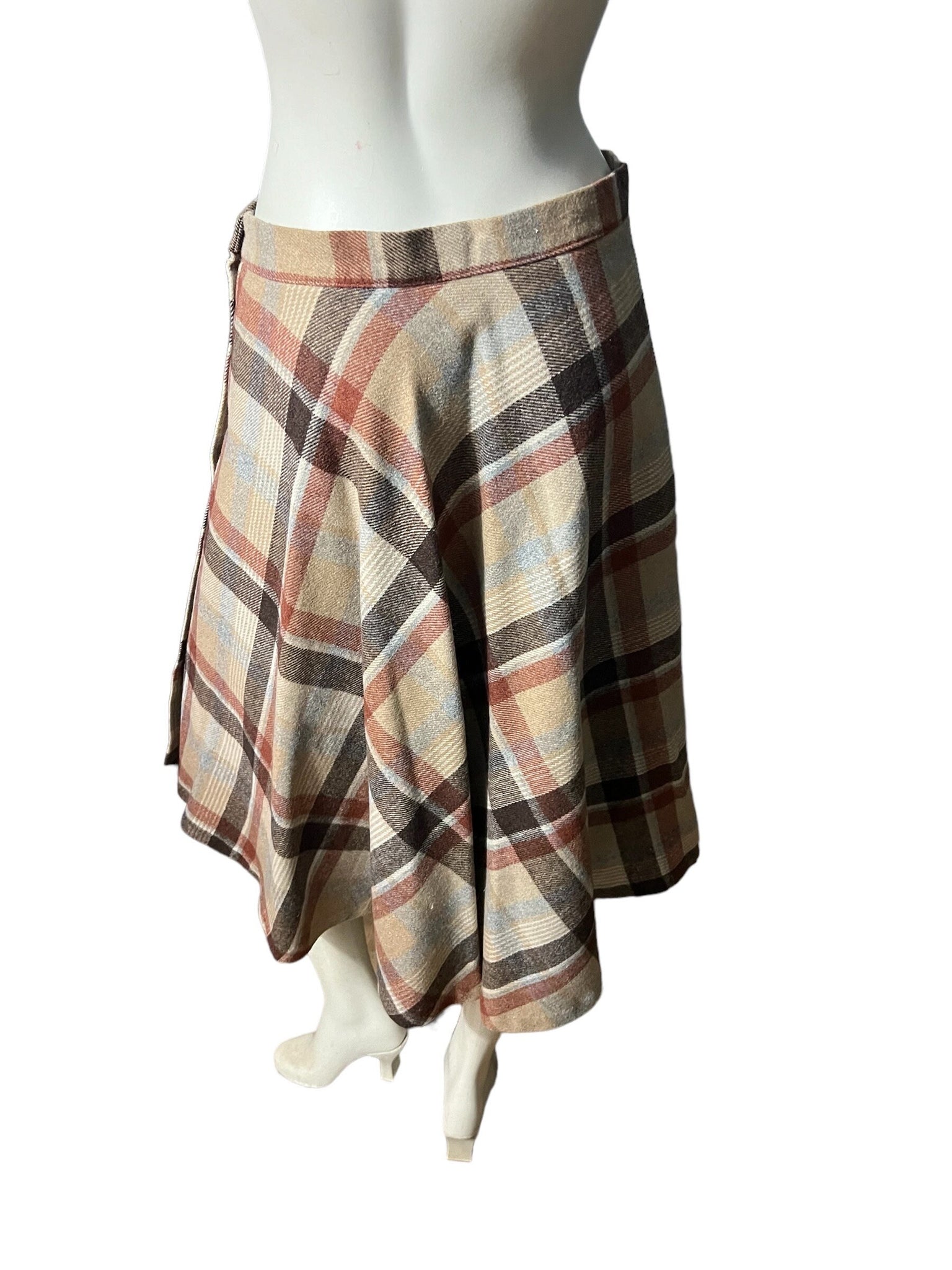 Vintage 70’s wool plaid skirt L