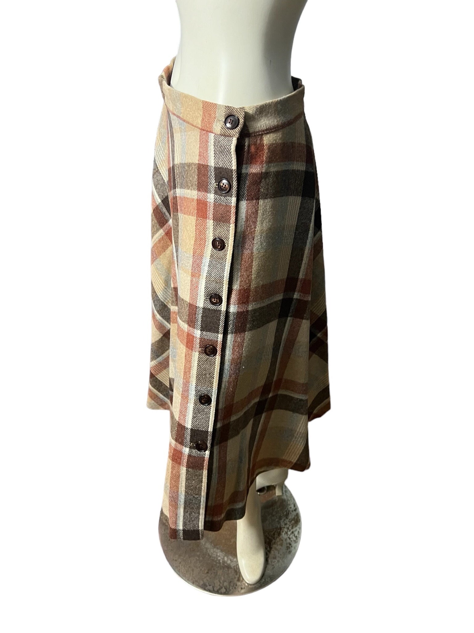 Vintage 70’s wool plaid skirt L