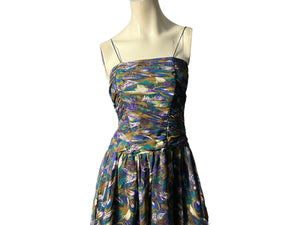Vintage 80's peacock party dress S Opening Night