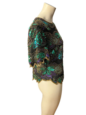 Vintage bead and sequin top XXL Kazar