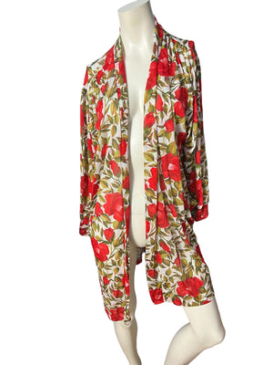 vintage sheer floral short robe jacket M L