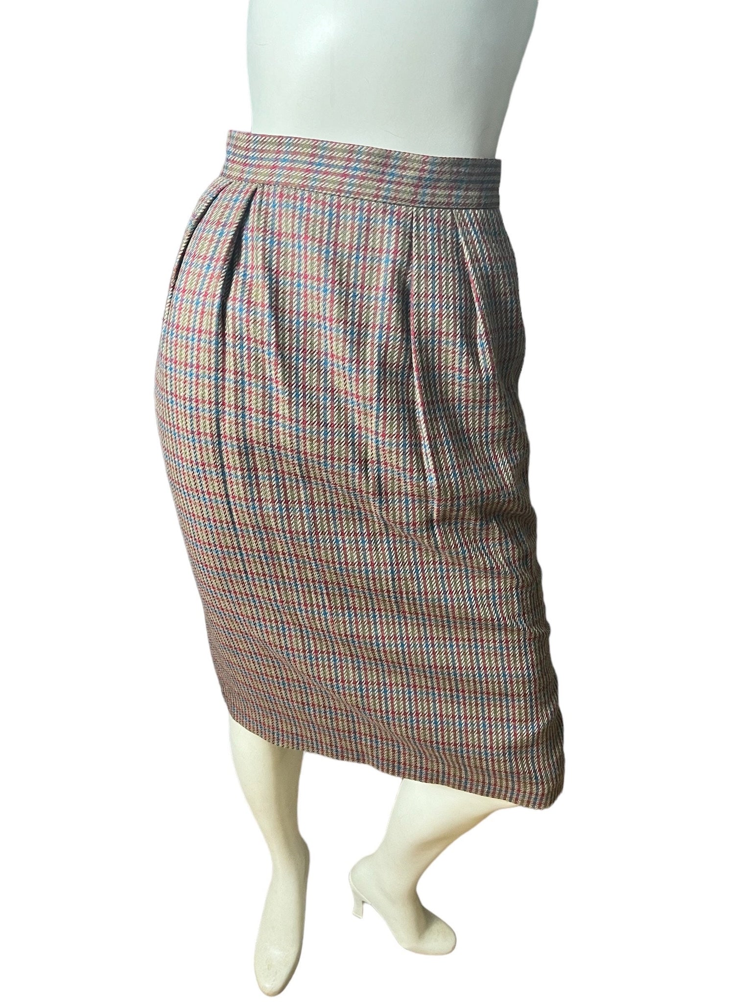 Vintage check rayon wool skirt 4