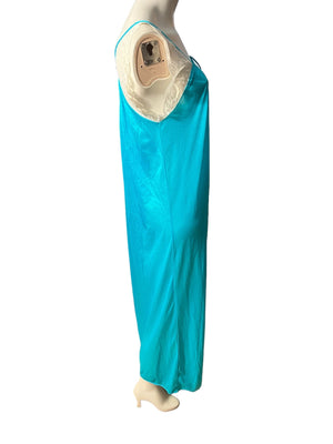 Vintage 80's turquoise nightgown L Contessa