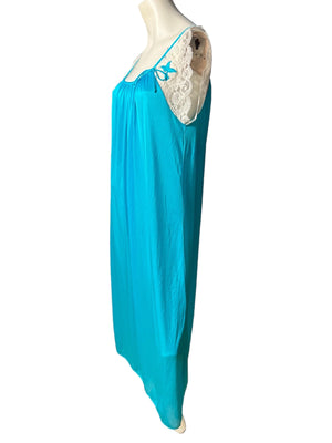 Vintage 80's turquoise nightgown L Contessa