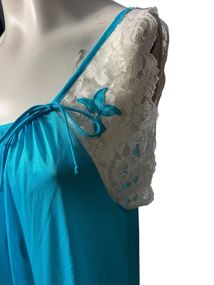 Vintage 80's turquoise nightgown L Contessa