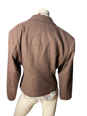 Vintage 80's brown blazer jacket 14 Cheryl Tieg