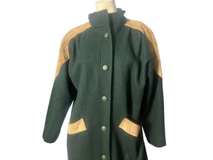 Vintage 80's green wool coat sz L