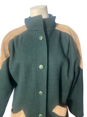 Vintage 80's green wool coat sz L