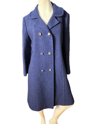 Vintage 60’s blue wool long coat M