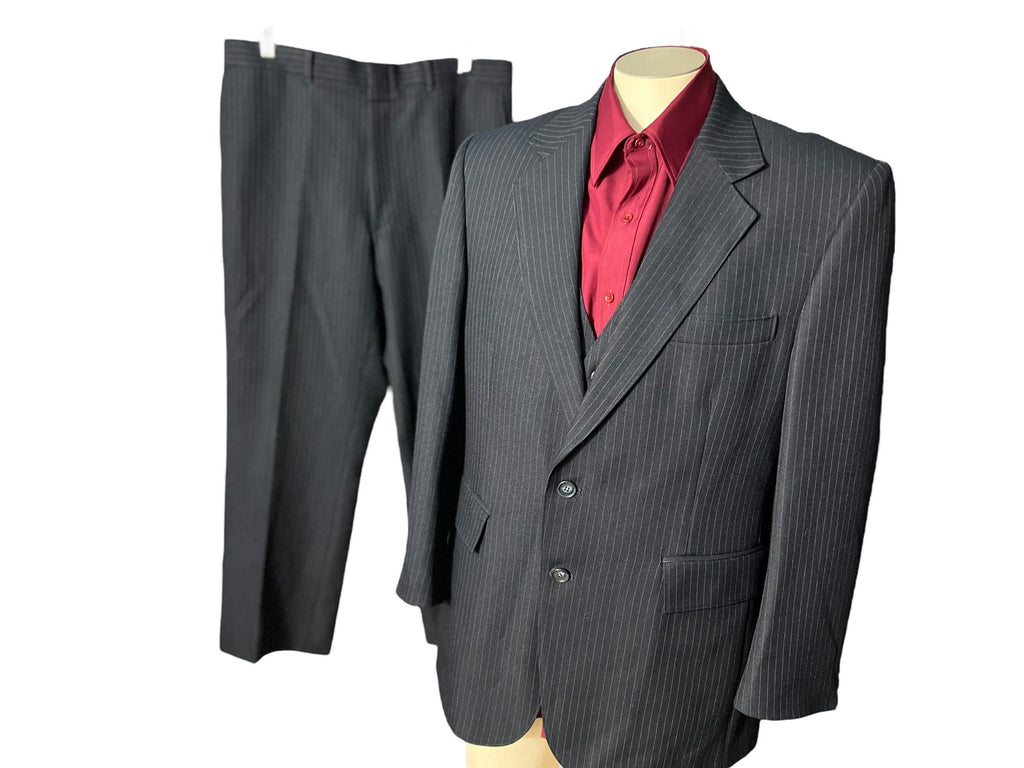 Vintage 80's blue pinstripe suit 3 pc 42
