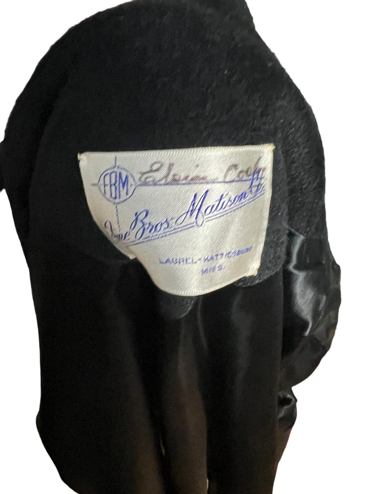 Vintage black 50's coat fur collar M L