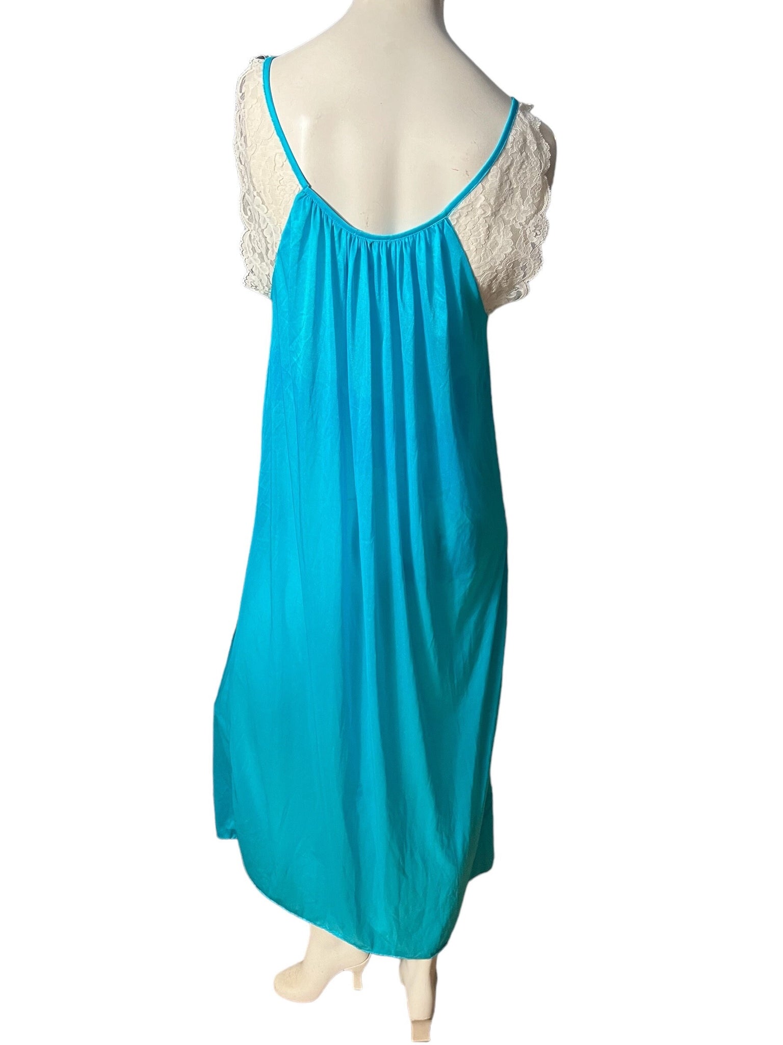 Vintage 80's turquoise nightgown L Contessa