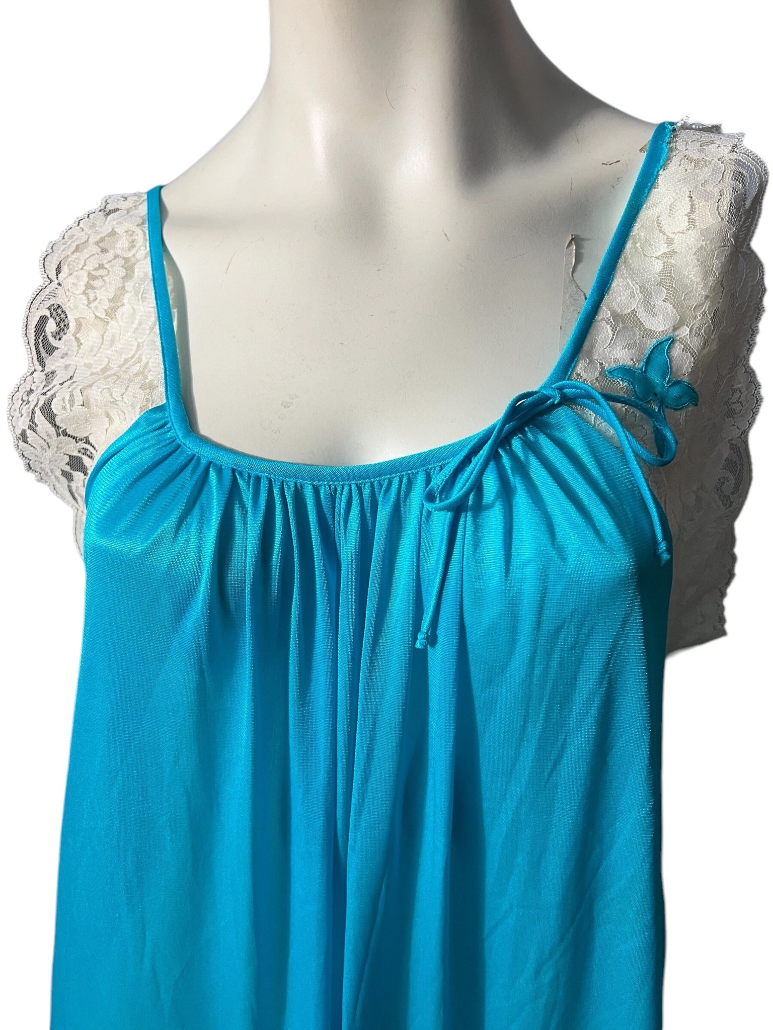 Vintage 80's turquoise nightgown L Contessa