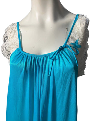 Vintage 80's turquoise nightgown L Contessa