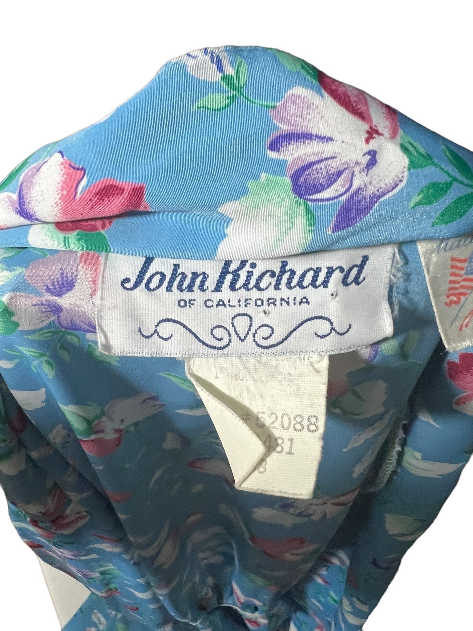 Vintage blue foral 80's dress 7/8 John Richard
