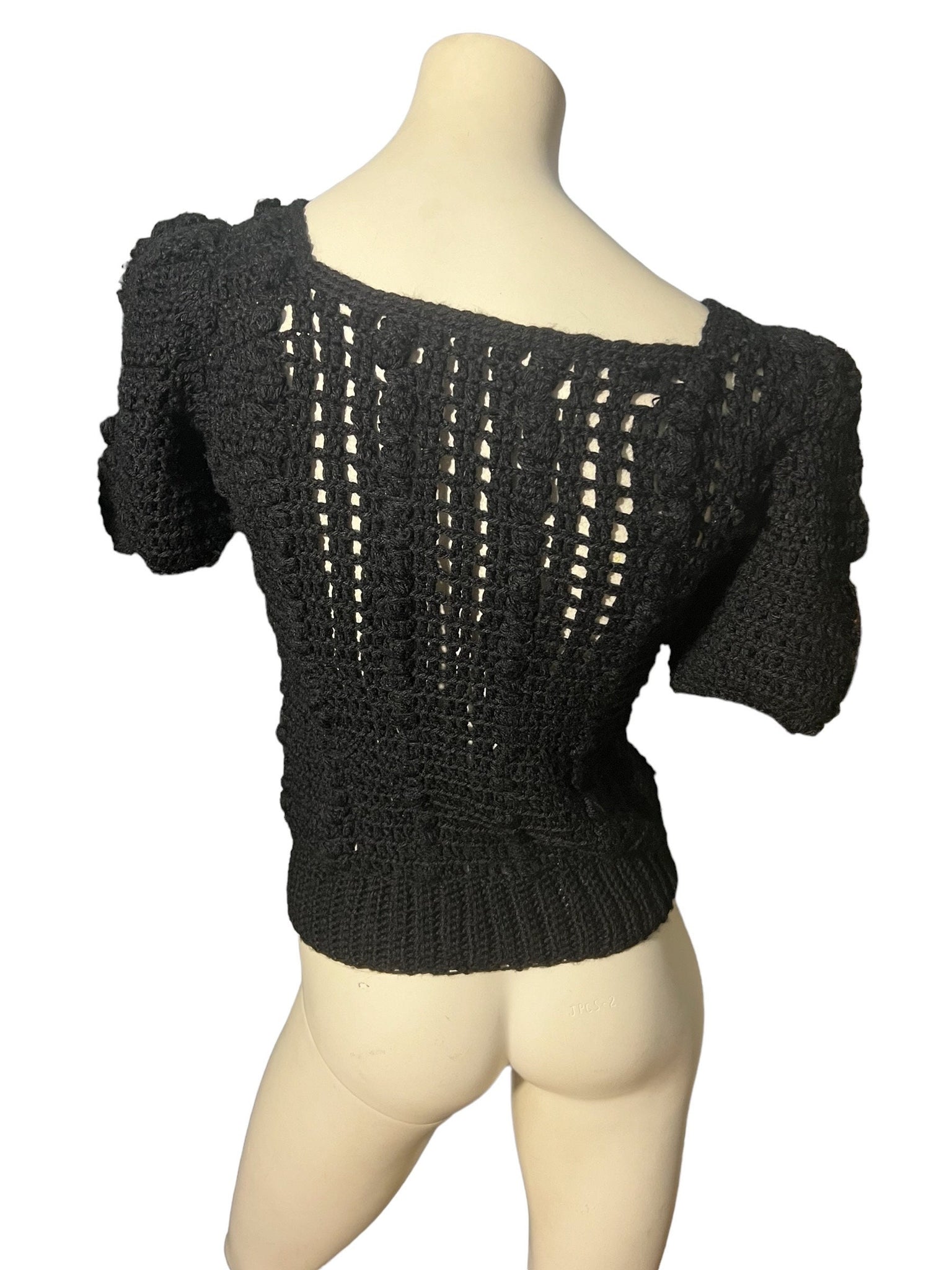 Vintage black handmade sweater S rhinestones