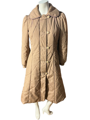 Vintage 80's long puffer hood coat M