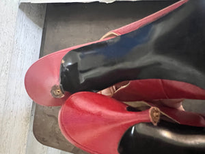 vintage 60's red kitten heels 7