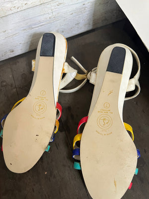 Vintage 80's rainboew sandals 7 Exquisite