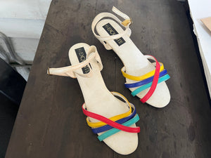 Vintage 80's rainboew sandals 7 Exquisite