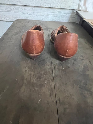 vintage 80's brown woven leather pumps 5.5M