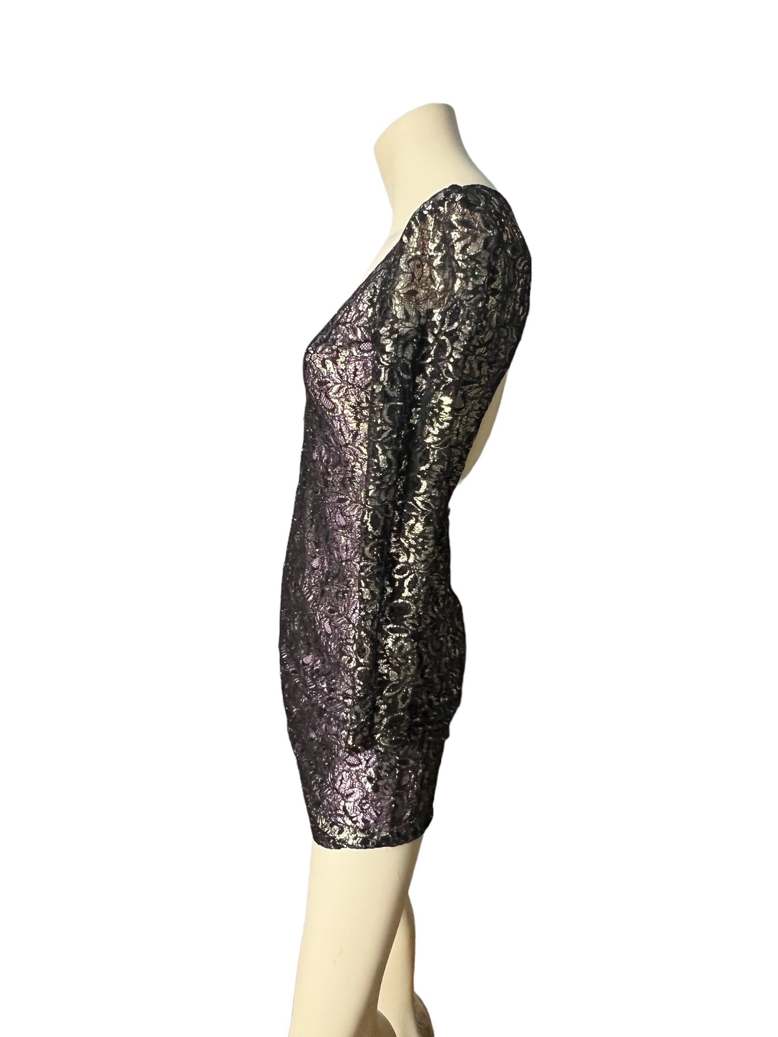 Vintage 80's bodycon mini lace dress JUMP S