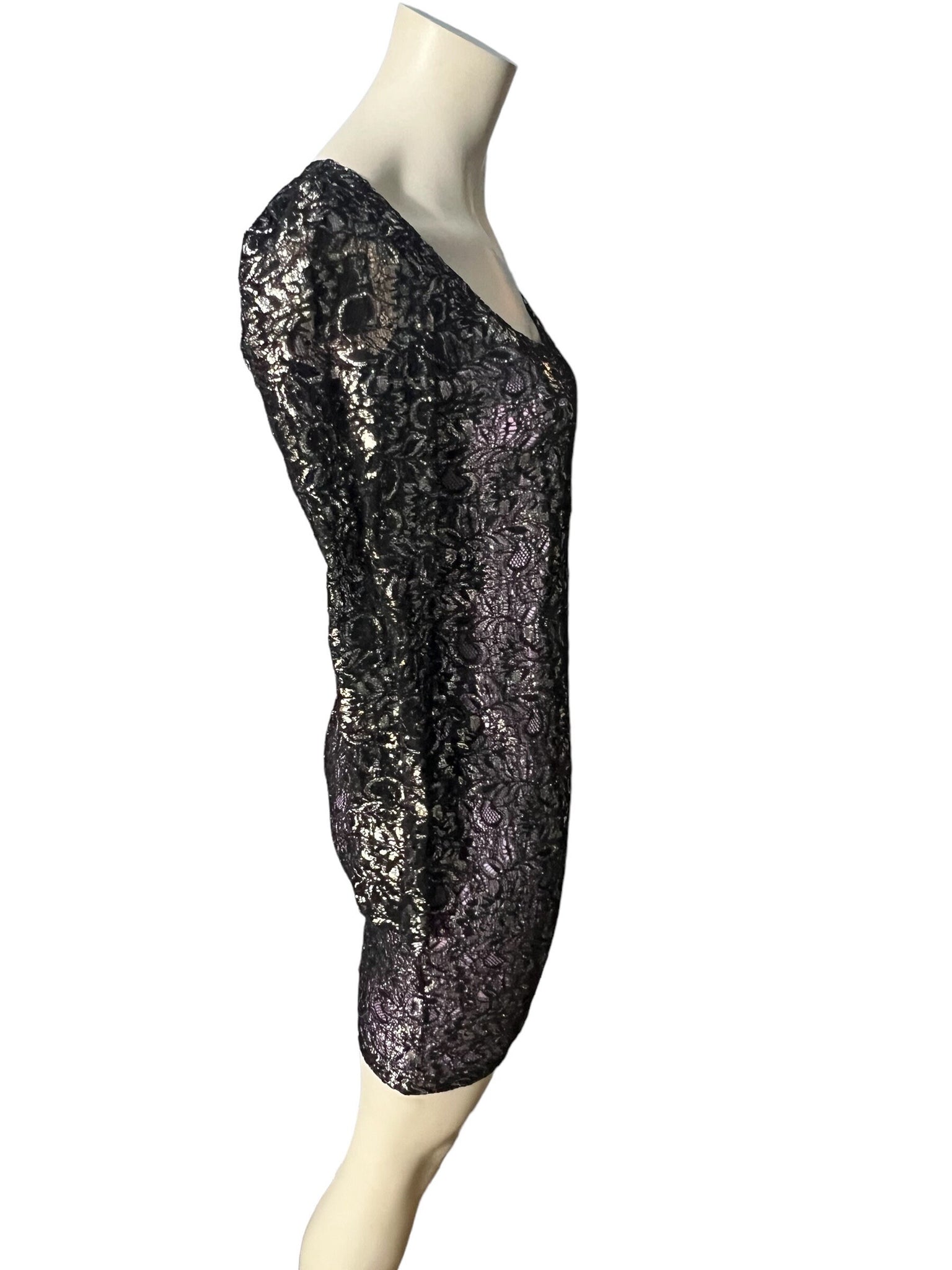 Vintage 80's bodycon mini lace dress JUMP S