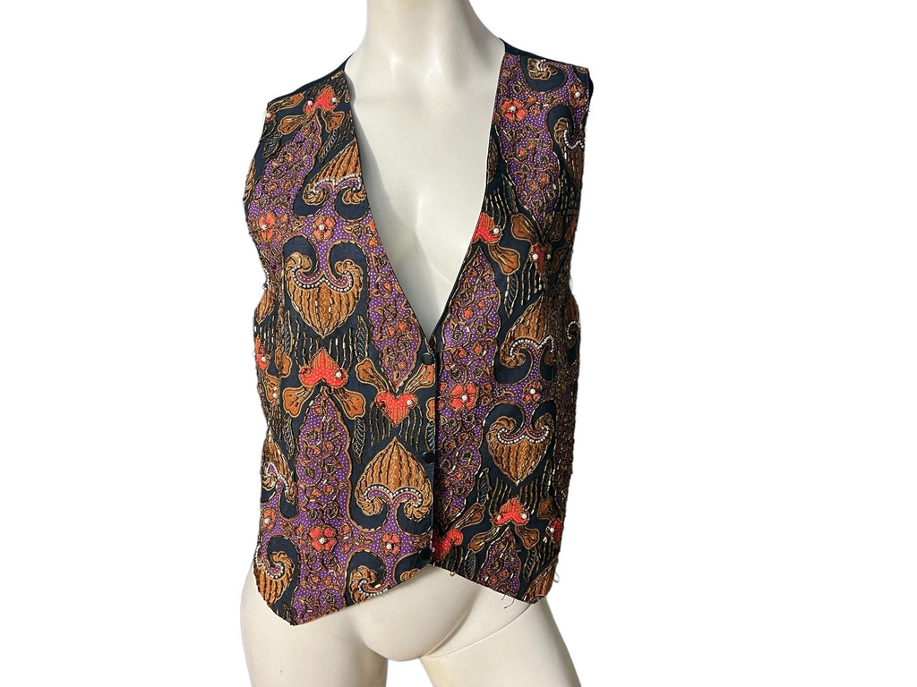 vinrage 80's bead vest one size Dalin