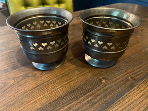 vintage brass heart vases 2