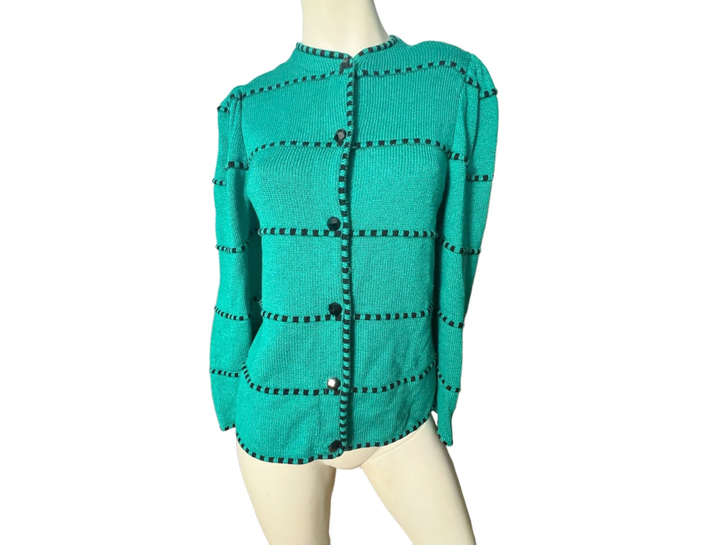 vintage 80’s green cardigan sweater M L