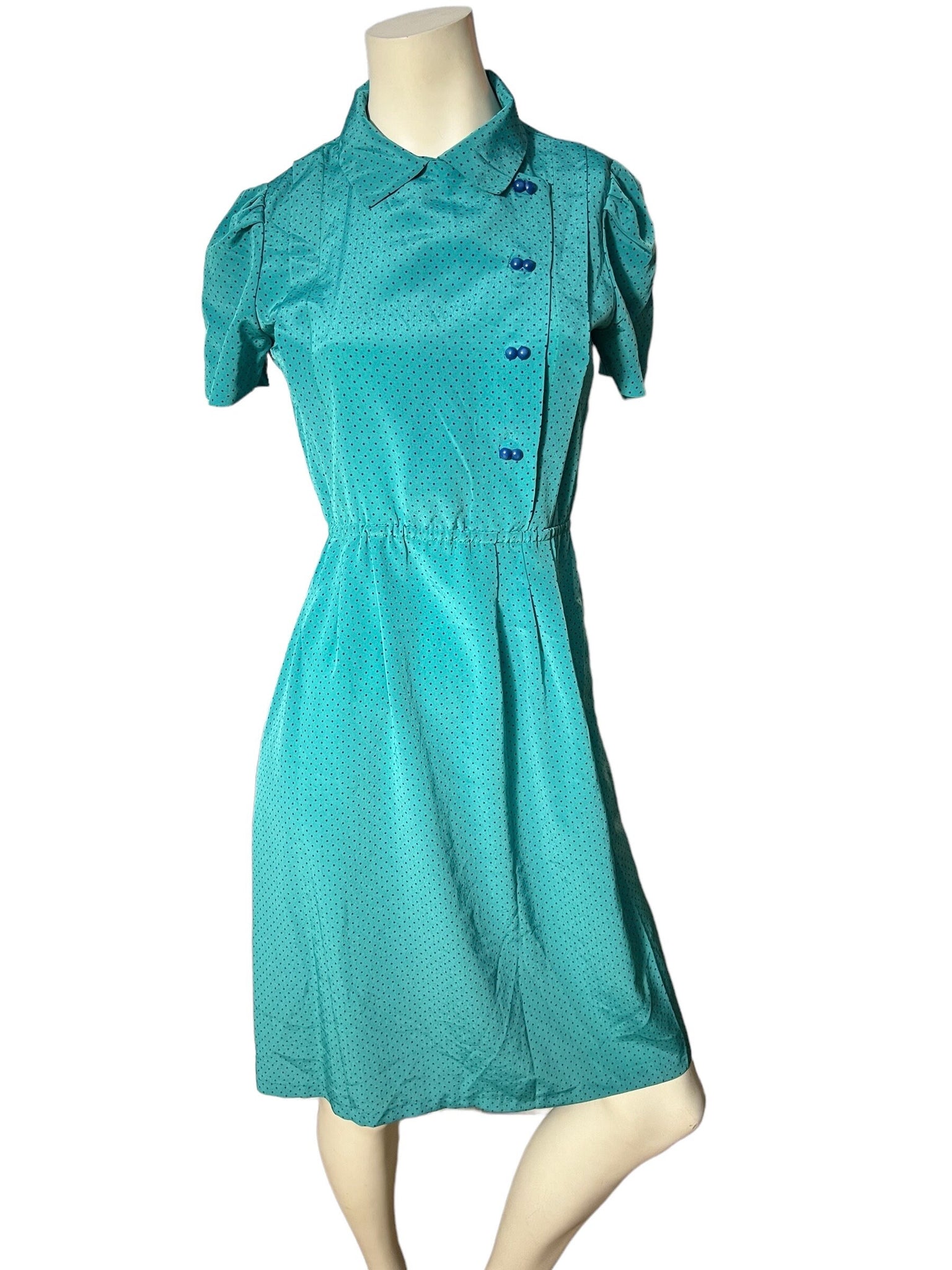 vintage 80's turquoise dress S