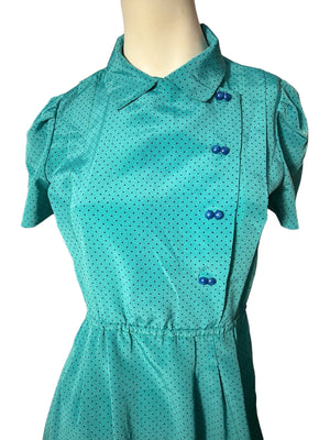 vintage 80's turquoise dress S