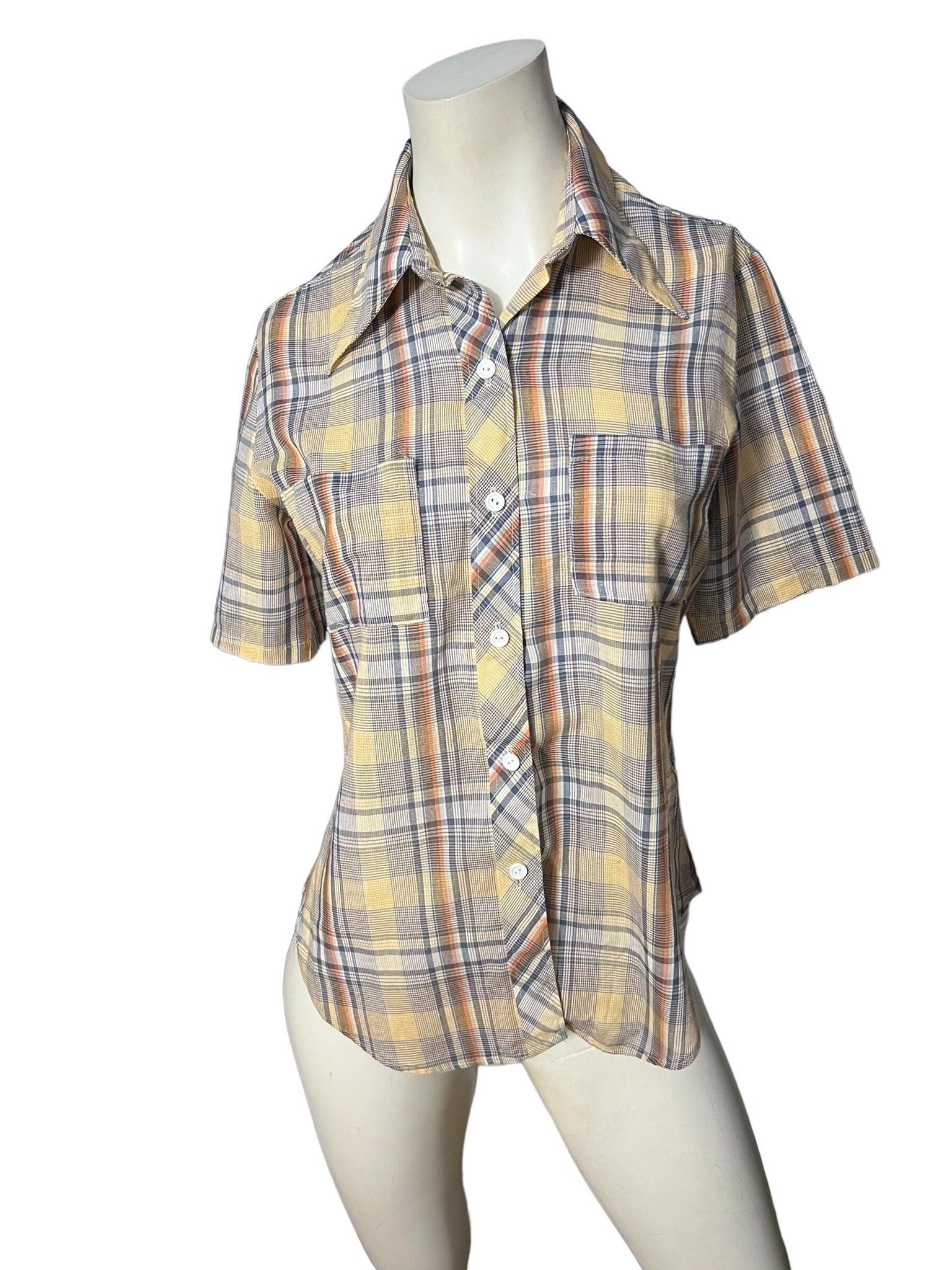 vintage 70's Langtry plaid shirt S
