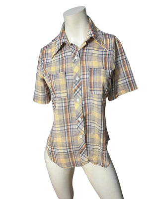 vintage 70's Langtry plaid shirt S