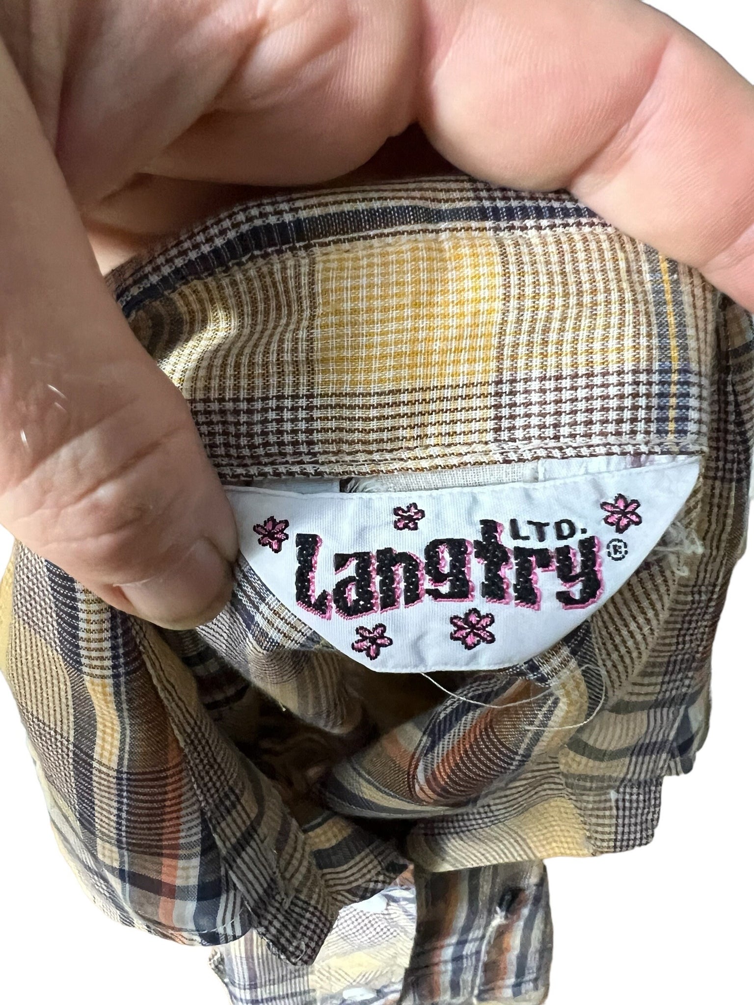 vintage 70's Langtry plaid shirt S