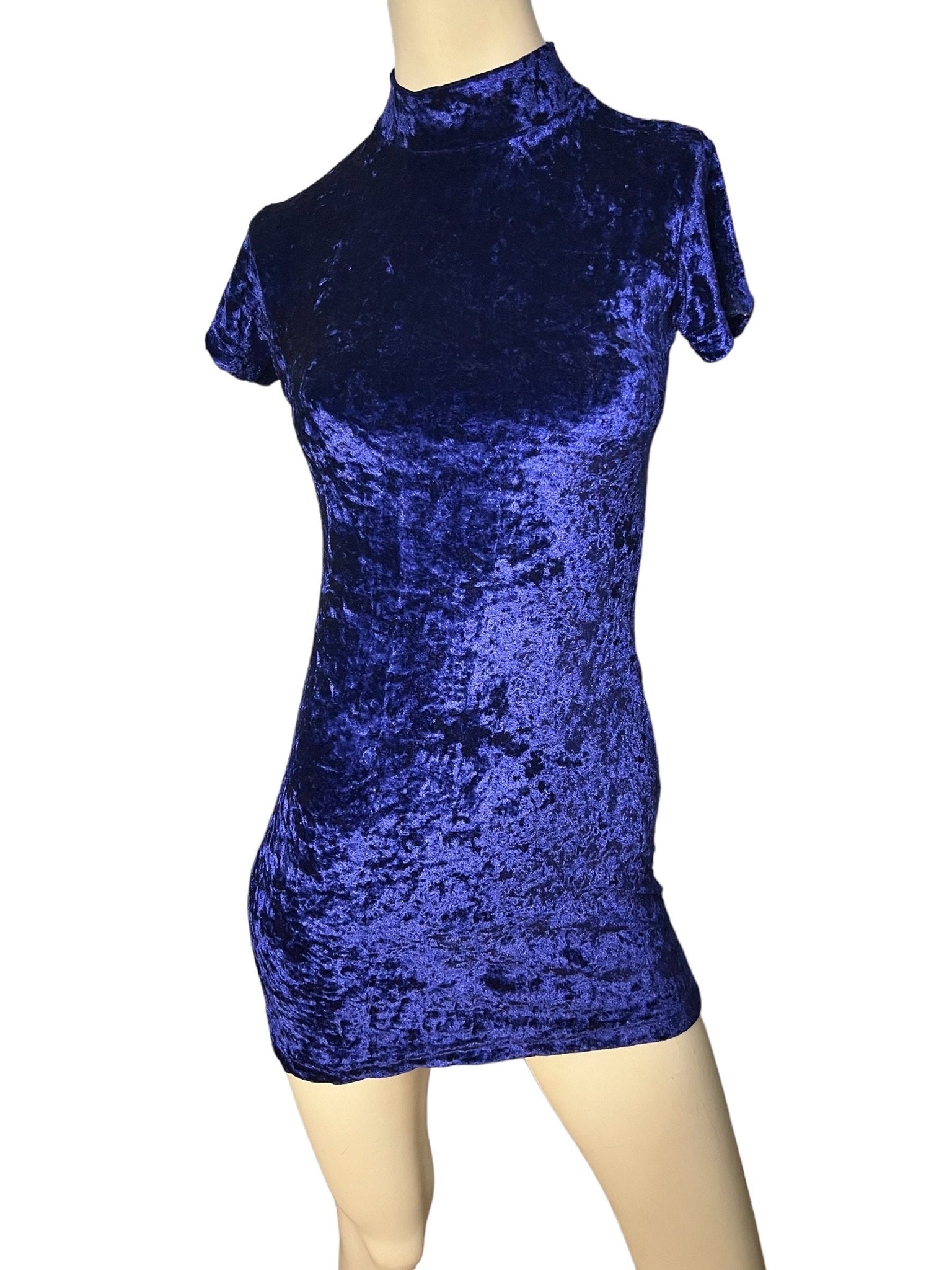 vintage 80's blue bodycon mini dress S Exit