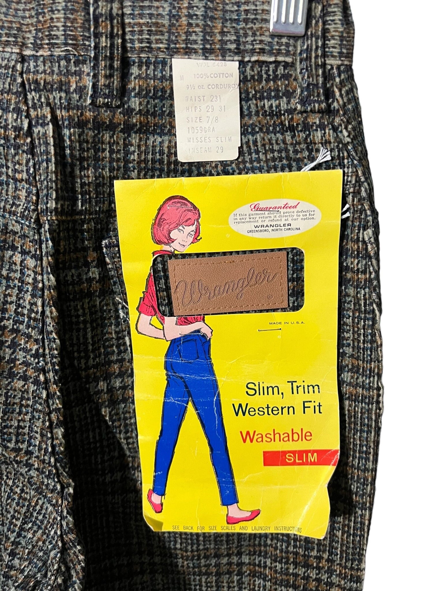 Vintage 60's DS Wrangler check corduroy S
