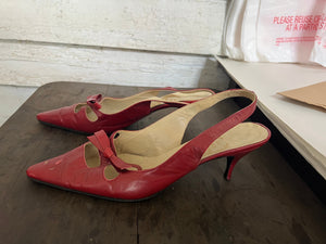 vintage 60's red kitten heels 7