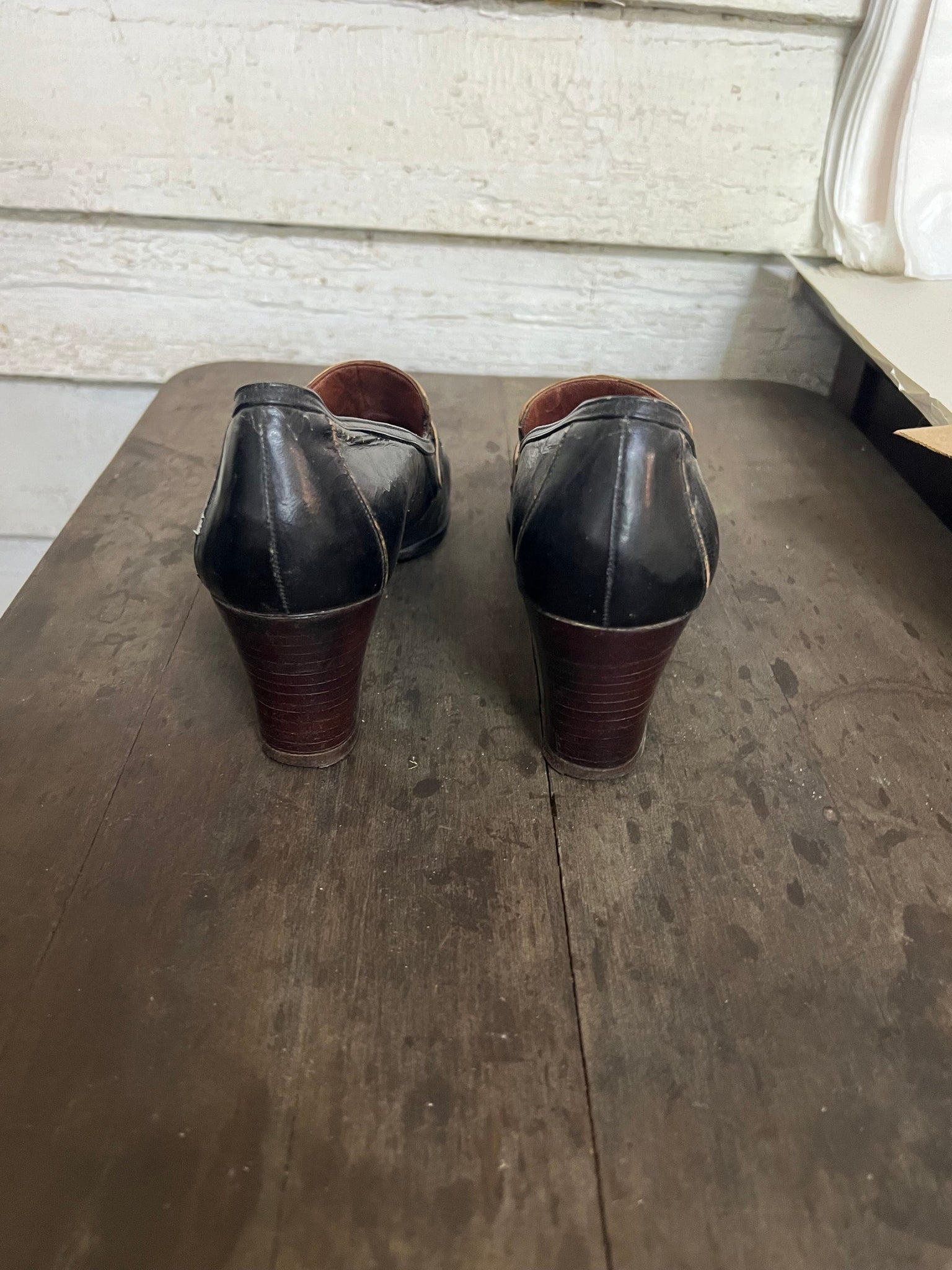 vintage 60's black oxford heels 7 N Bally