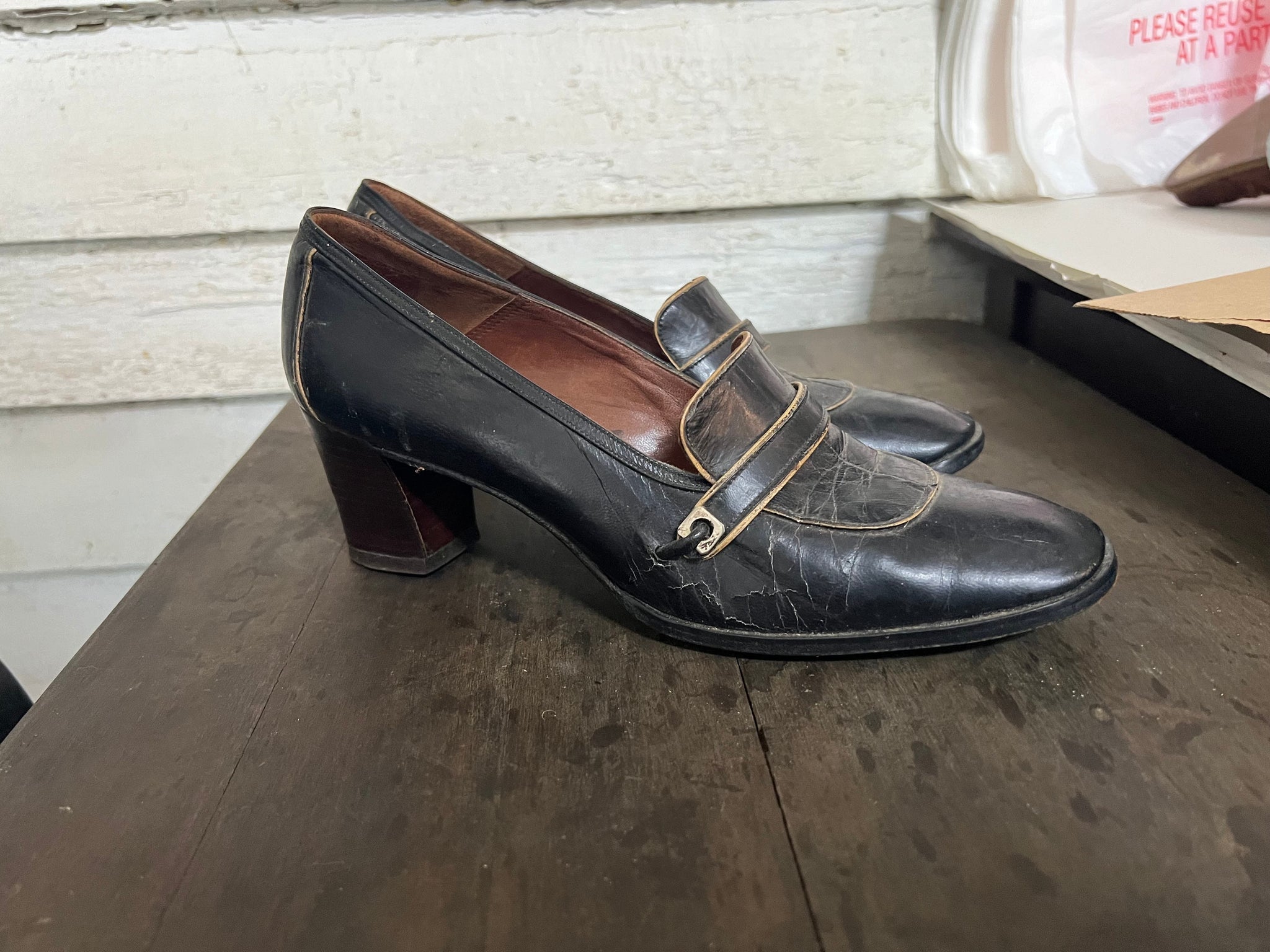 vintage 60's black oxford heels 7 N Bally