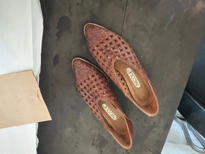 vintage 80's brown woven leather pumps 5.5M