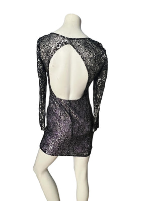 Vintage 80's bodycon mini lace dress JUMP S