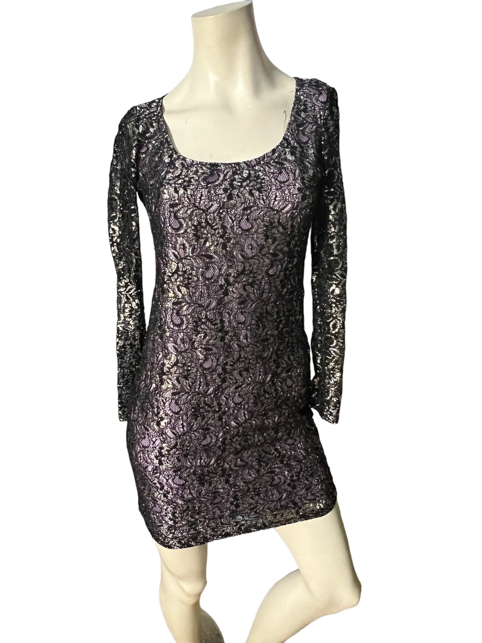 Vintage 80's bodycon mini lace dress JUMP S